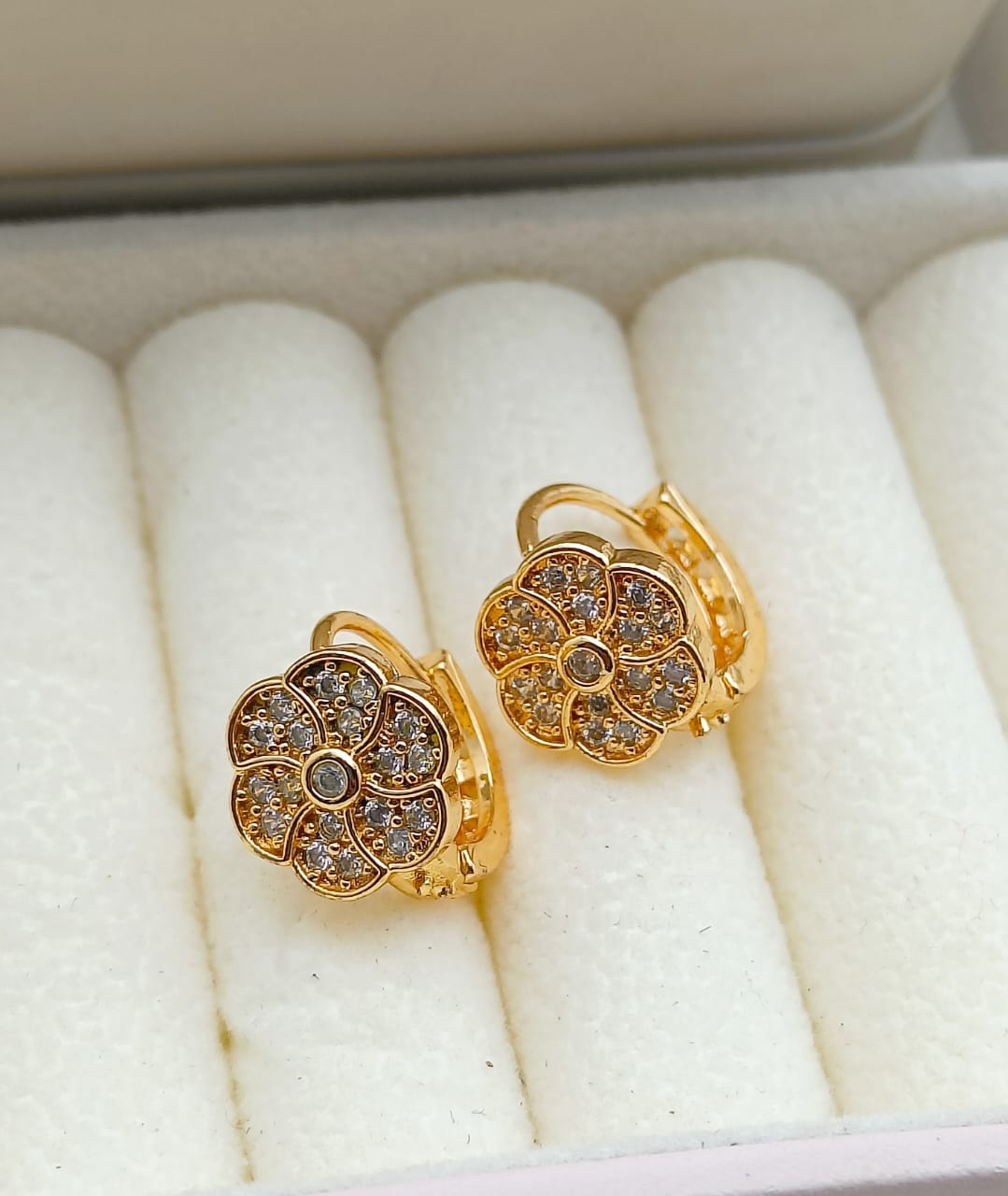 Floral Gold Plated Zircon Earrings