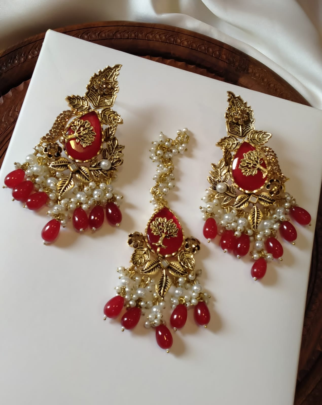 Handmade Earrings with Matching Tikka