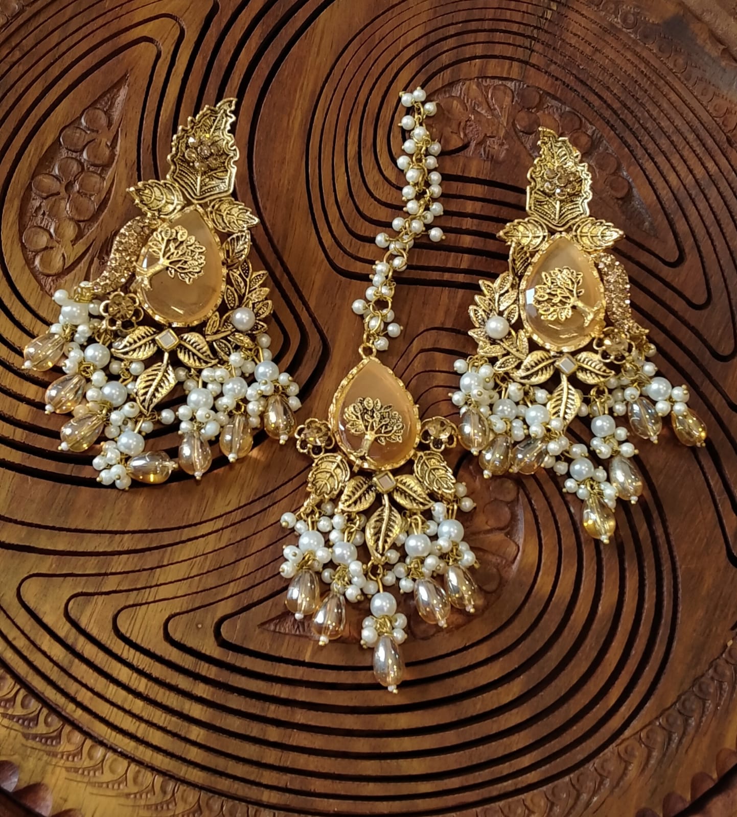 Handmade Earrings with Matching Tikka